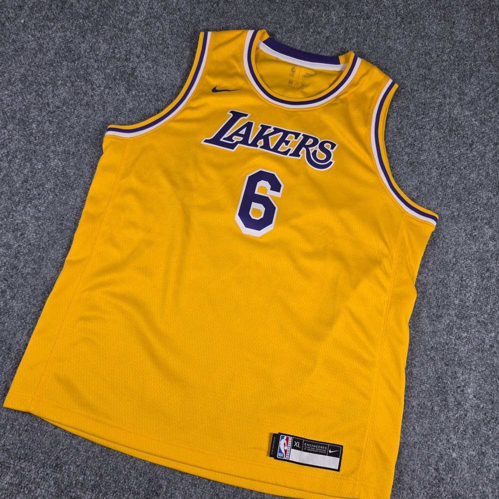Nike Lakers Jersey Kids XL Yellow LeBron James #6 Swingman Icon Edition NBA